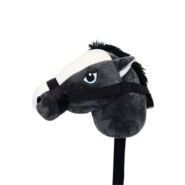 Plush horse headcover on a stick with a bit 